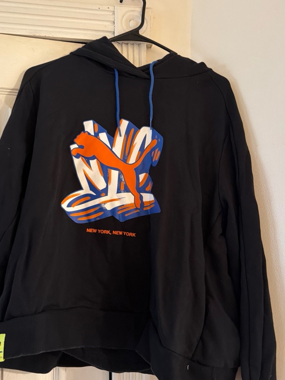 Puma Black Pullover Hoodie with Orange and Blue Logo